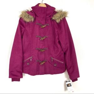 Delia’s Toggle‎ Hooded Faux Fur Lined Coat Women’s Sz Medium NEW